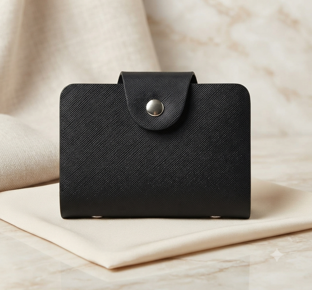 Tarjetero Minimalista de Lujo en Textura Saffiano
