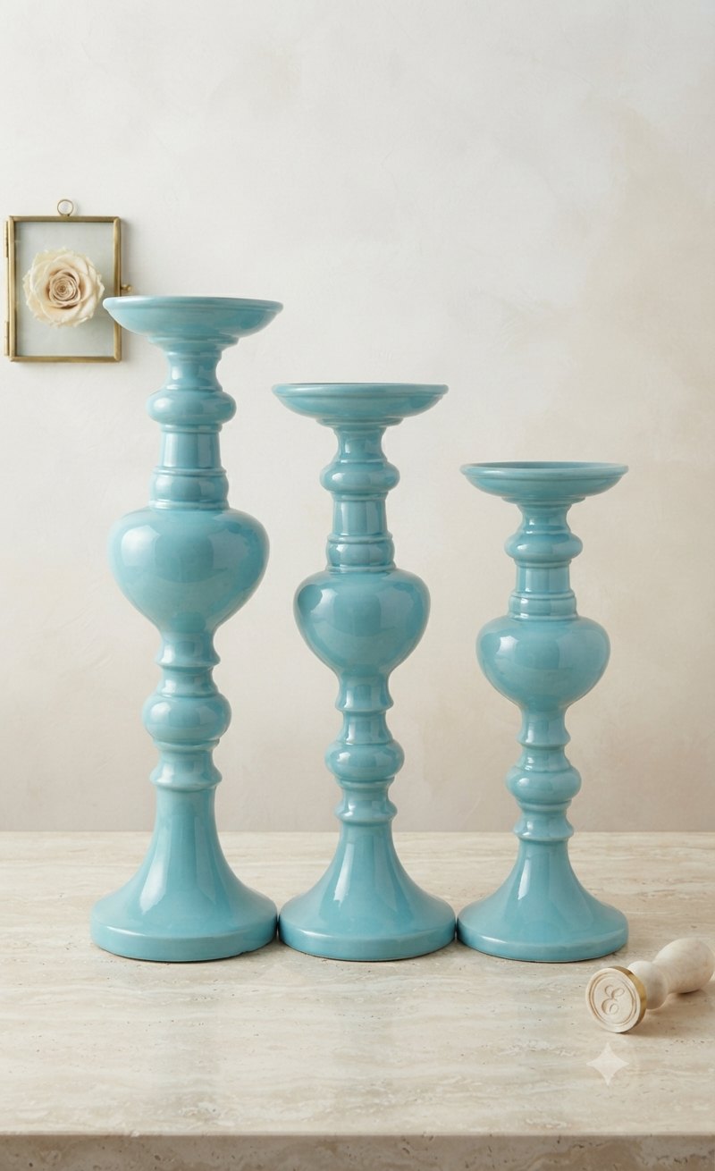 Candelabro Decorativo de Cerámica Estilo Clásico