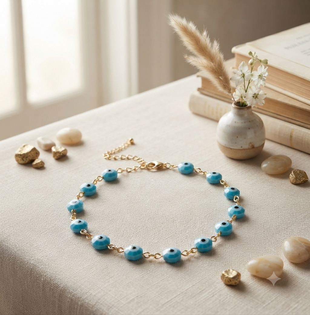 Pulsera de Acero Inoxidable con Ojitos Turcos