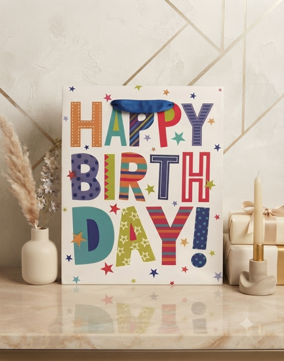 Bolsa de Regalo "Happy Birthday!" en Papel Kraft