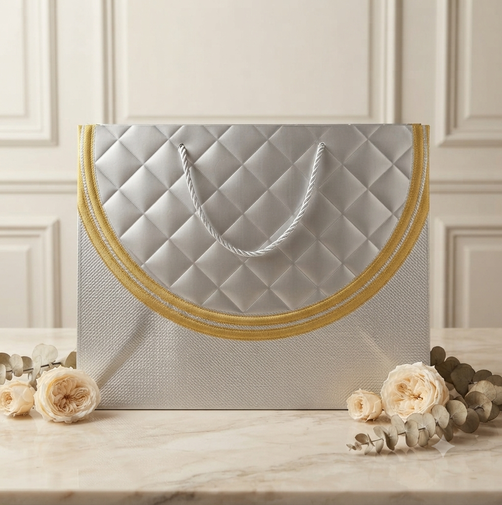 Bolsa de Regalo Grande Estilo Metálico con Detalles Dorados