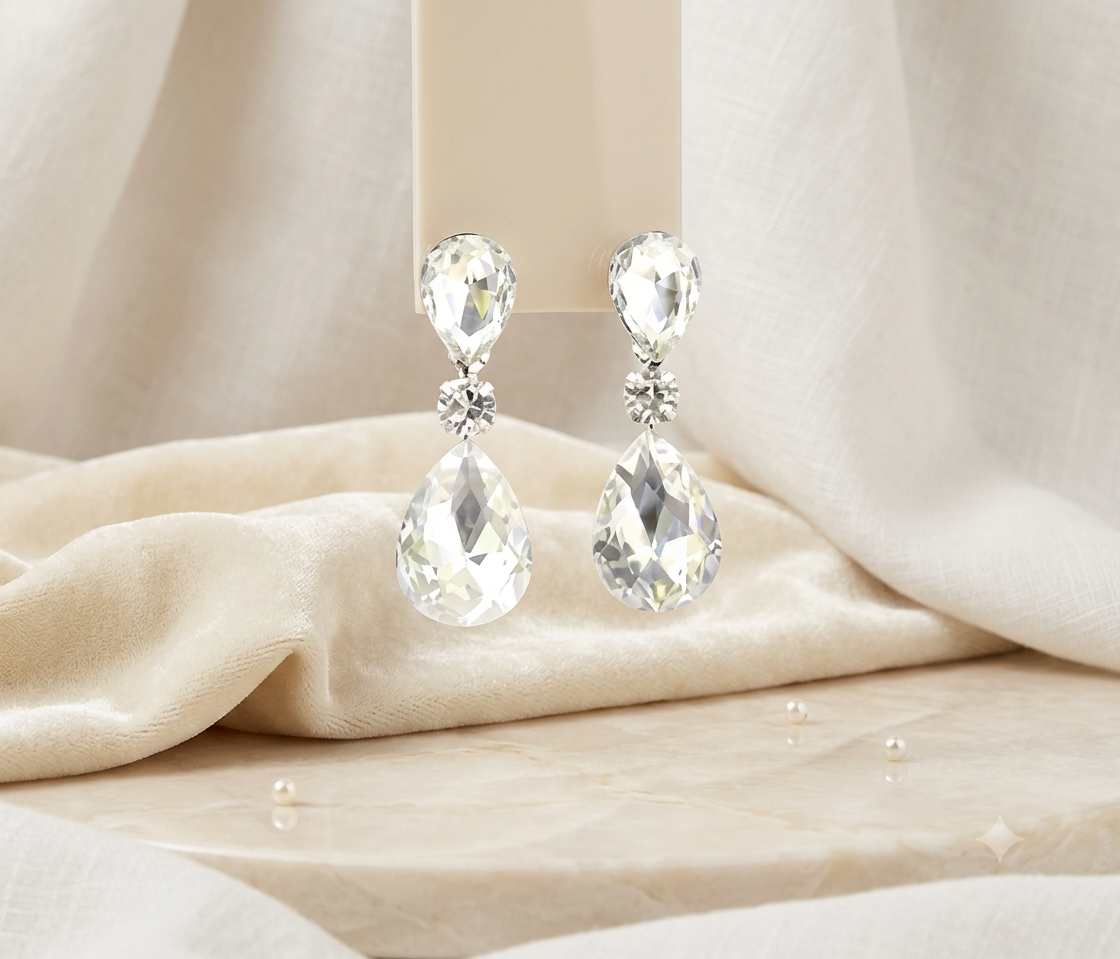 Aretes Colgantes de Gota con Cristales