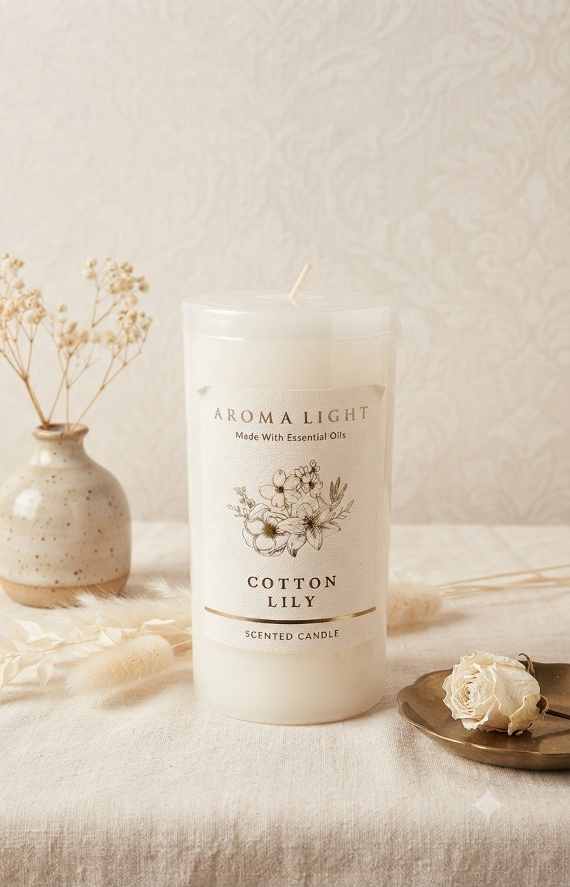 Vela Aromática de Lujo "Cotton Lily" - Aroma de Lirio y Algodón