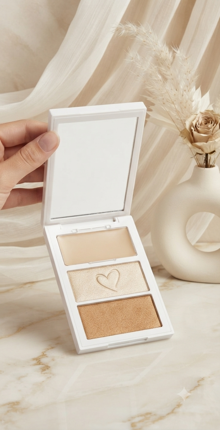 Paleta Facial 3 en 1 Iluminador, Bronceador y Crema Correctora - Tono C3-1