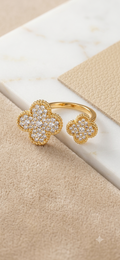 Anillo Ajustable Doble Trébol