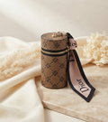 Llavero Cilíndrico de Lujo - Estampado Monograma con Detalle de Listón
