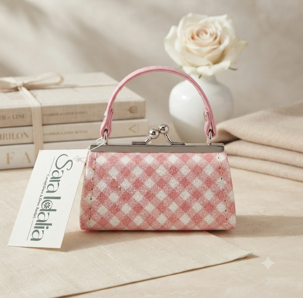 Mini Monedero de Lujo Estampado Vichy con Asa