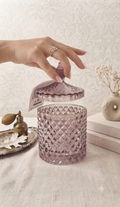Bombonera Decorativa de Vidrio Labrado "Diamante" - Marca LIKO