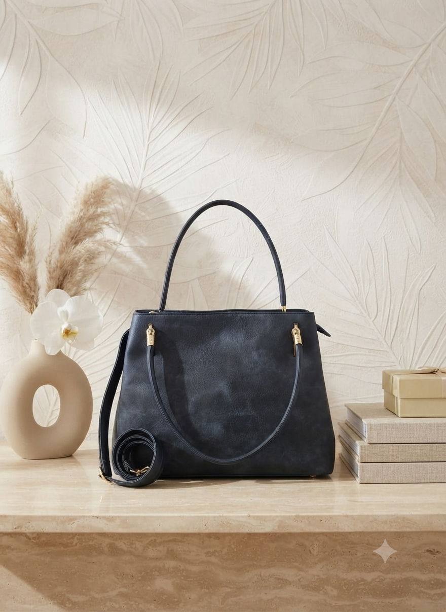 BOLSA GRANDE DE MANO AZUL MARCA LA TERRE