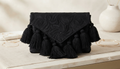 Bolsa de Clutch Artesanal de Gala con Borlas en Relieve