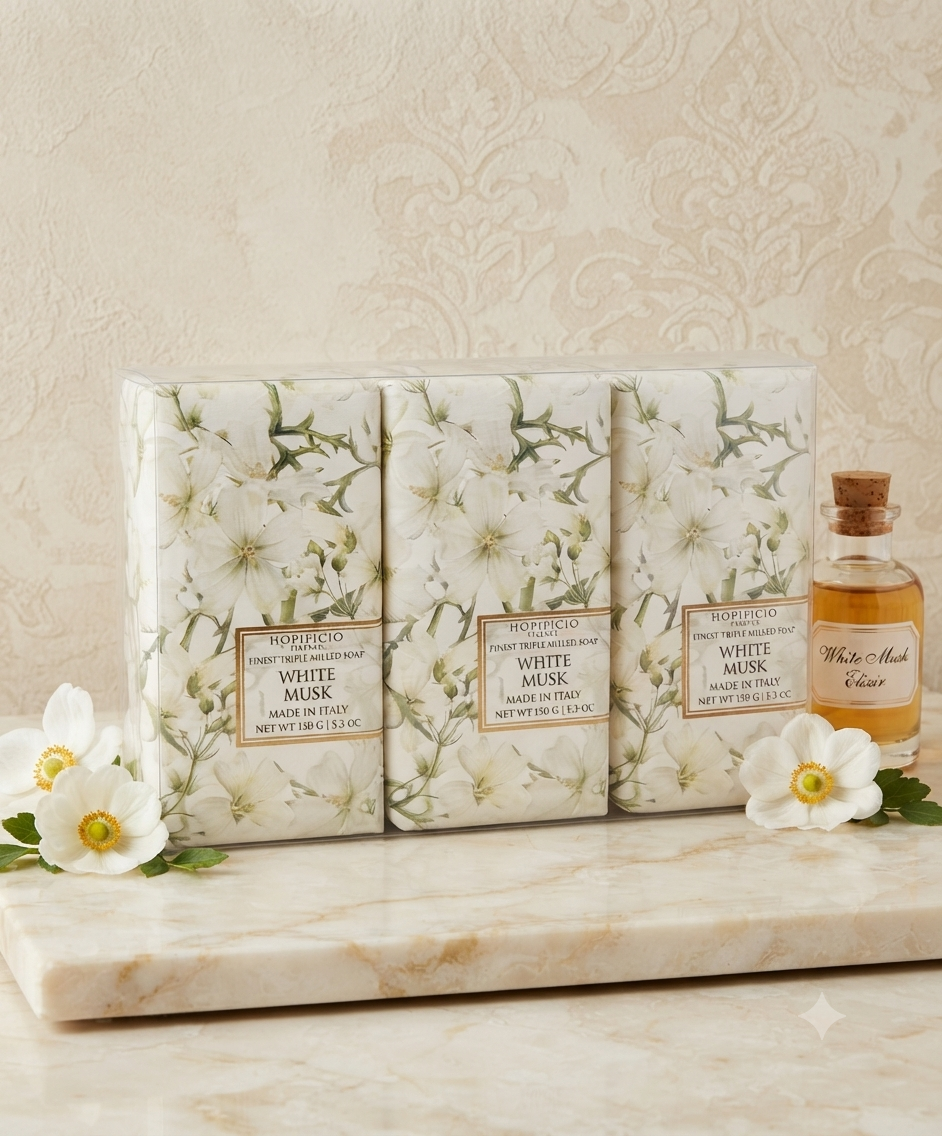 Set de Jabones Artesanales Hopificio Firenze - Fragancia White Musk (3 Piezas)