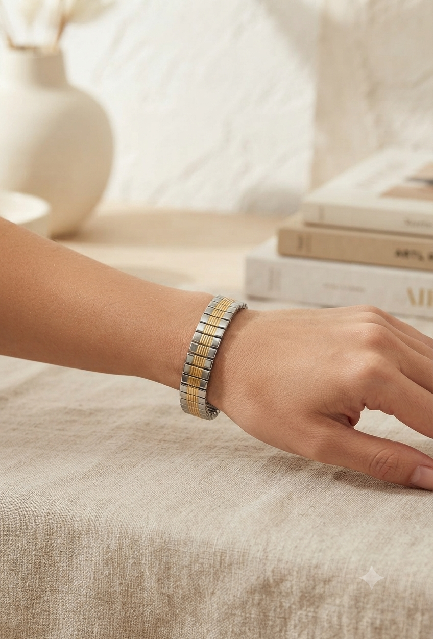 Pulsera Elástica Elegante Bicolor