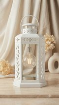 Linterna Decorativa de Metal Blanco con Bombilla LED de Filamento
