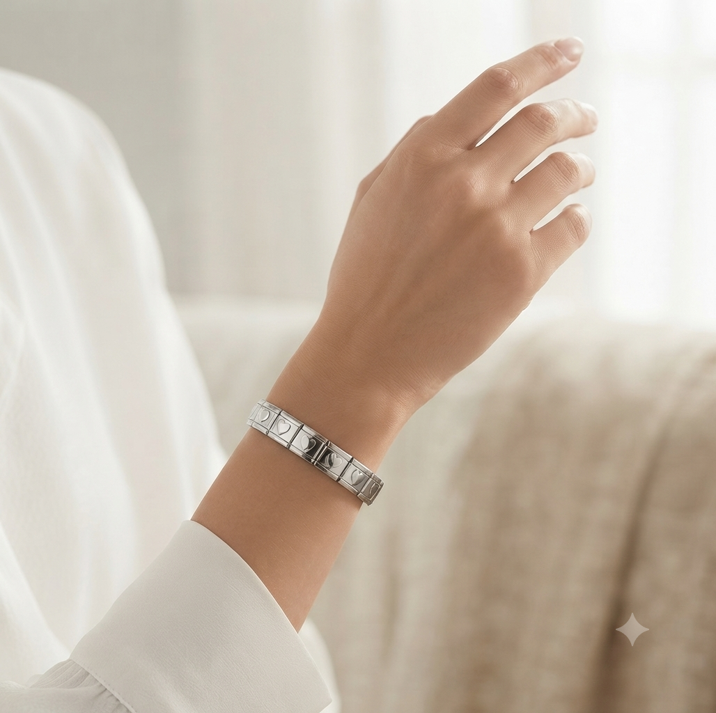 Pulsera Italiana Modular de Acero y Eslabones Intercambiables