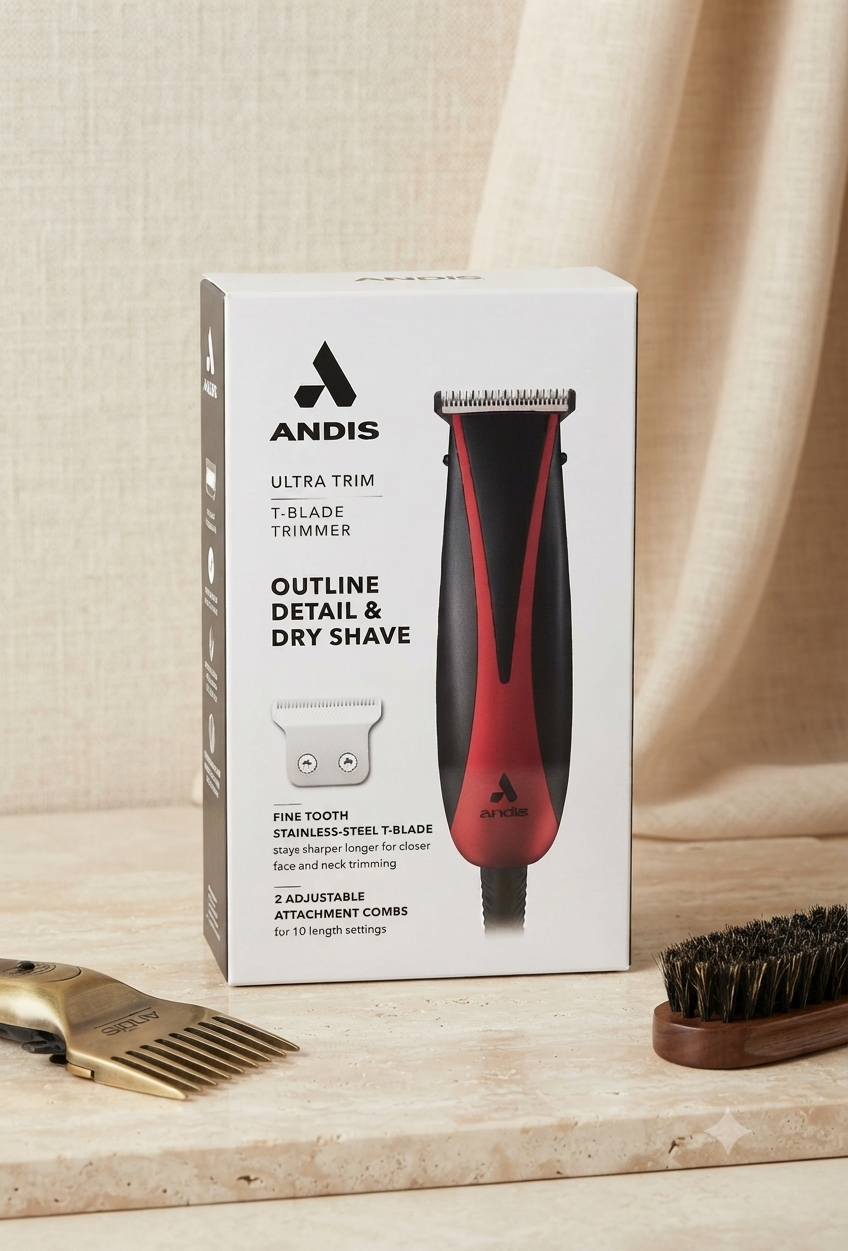 Cortadora de Cabello y Barba Andis Ultra Trim - T-Blade para Perfilado y Afeitado de Precisión