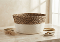 Canasta Organizadora Artesanal "Boho Chic" – Diseño Bicolor en Fibras Naturales
