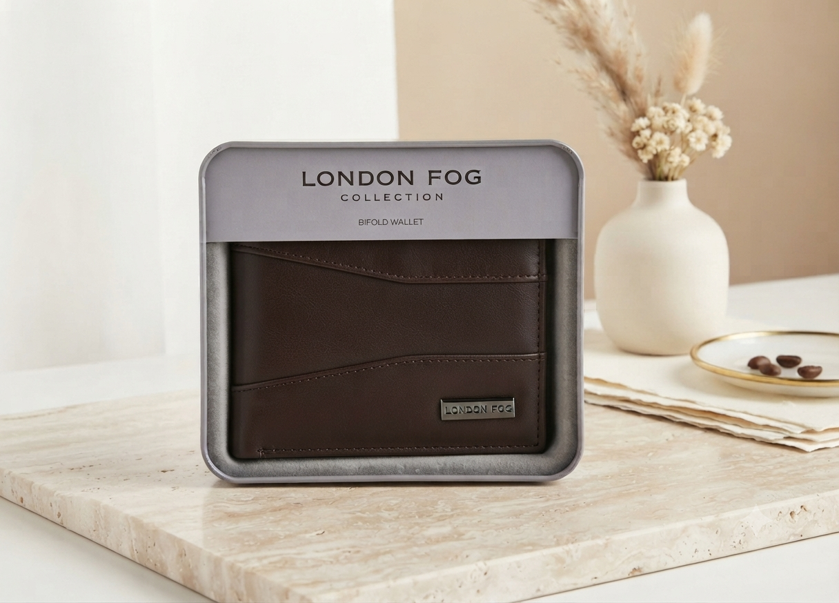 Billetera Bifold London Fog – Elegancia en Café Oscuro
