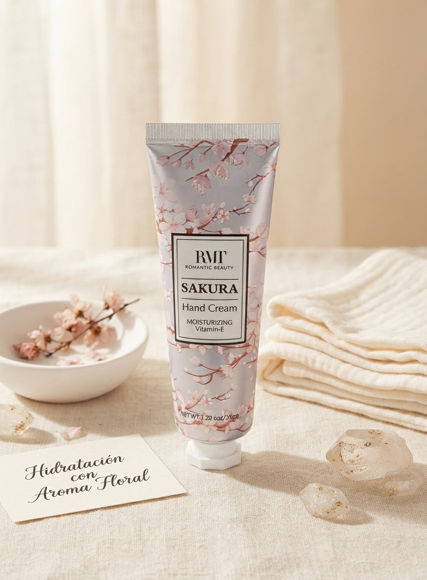 Crema de Manos Hidratante con Vitamina E "Romantic Beauty" - Diseño Floral Clásico
