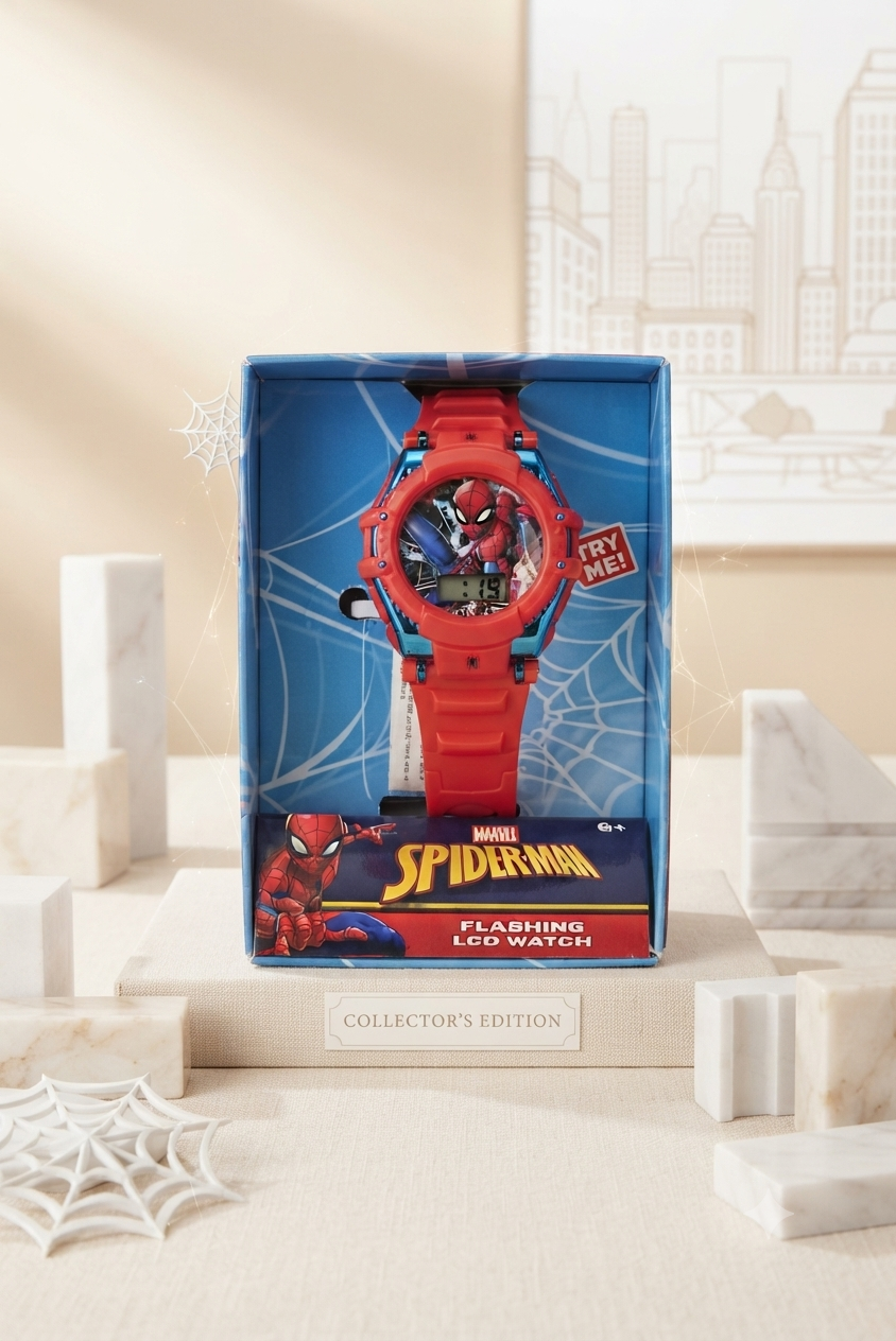 Reloj Digital LCD Infantil de Spider-Man con Luces y Correa Ajustable