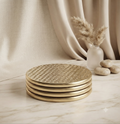 Set de 4 Porta Vasos Circulares con Textura Relieve – Acabado Metálico Elegante