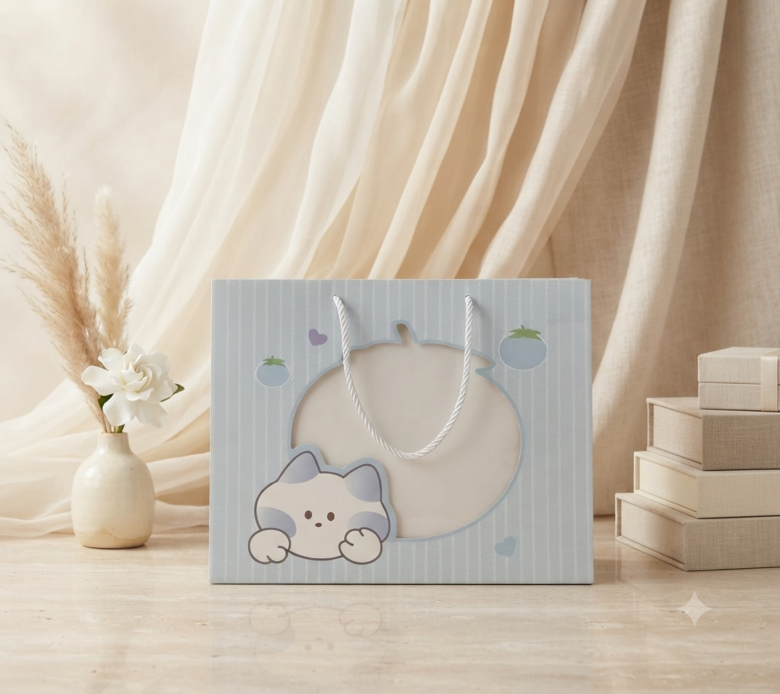 Bolsa de Regalo Elegante con Diseños Variados y Ventana Transparente