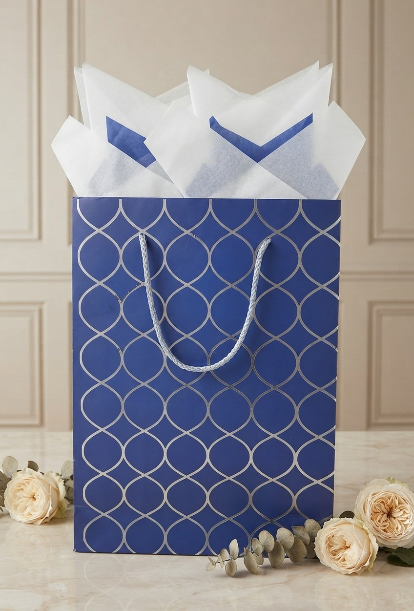 Bolsa de Regalo Vertical Granmark con Patrón Geométrico y Asas de Cordón