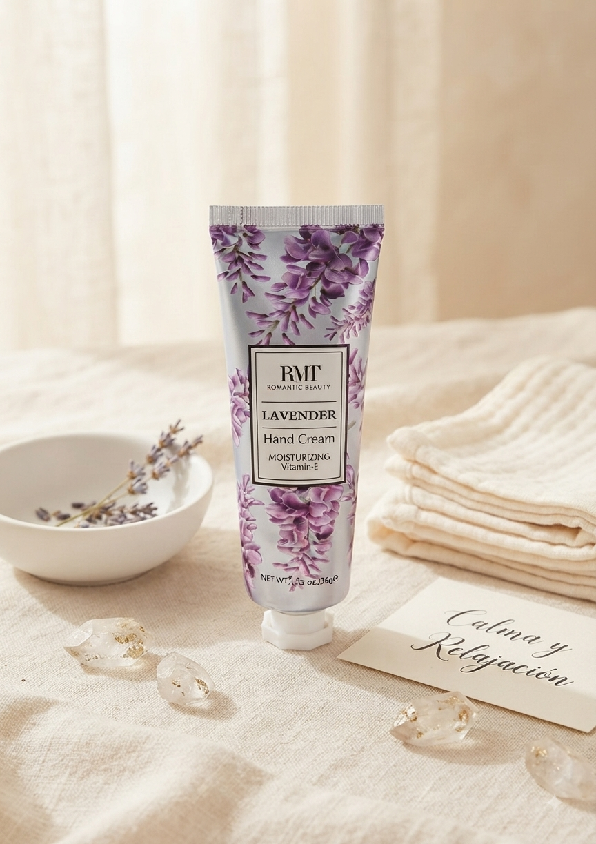 Crema de Manos Hidratante con Vitamina E "Romantic Beauty" - Diseño Floral Clásico