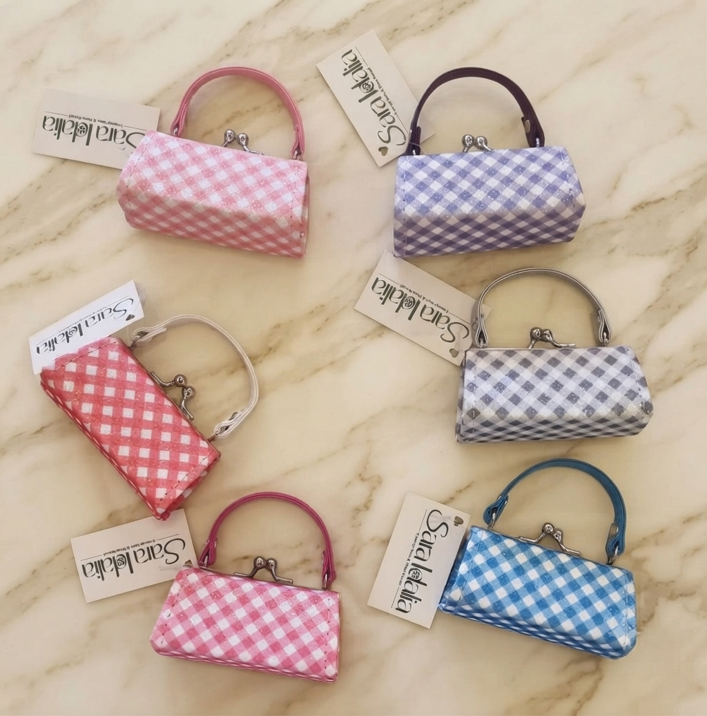 Mini Monedero de Lujo Estampado Vichy con Asa