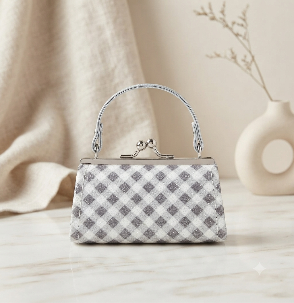 Mini Monedero de Lujo Estampado Vichy con Asa