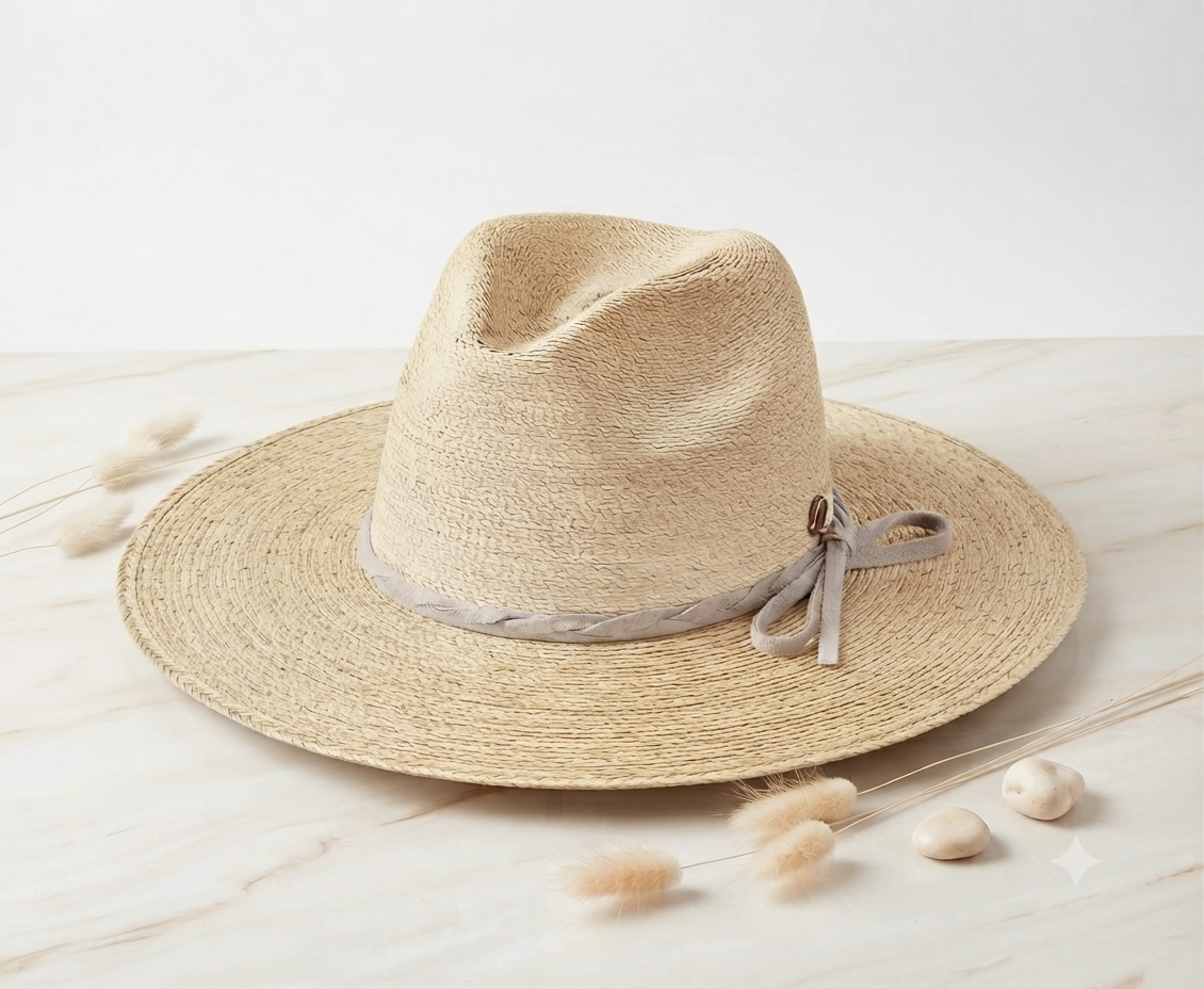 Sombrero Estilo Tulum con Cinta Beige y Protección Solar UPF 50+ - Color Natural