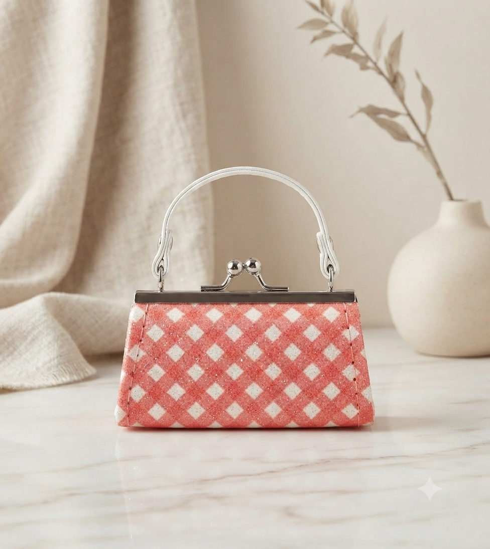 Mini Monedero de Lujo Estampado Vichy con Asa