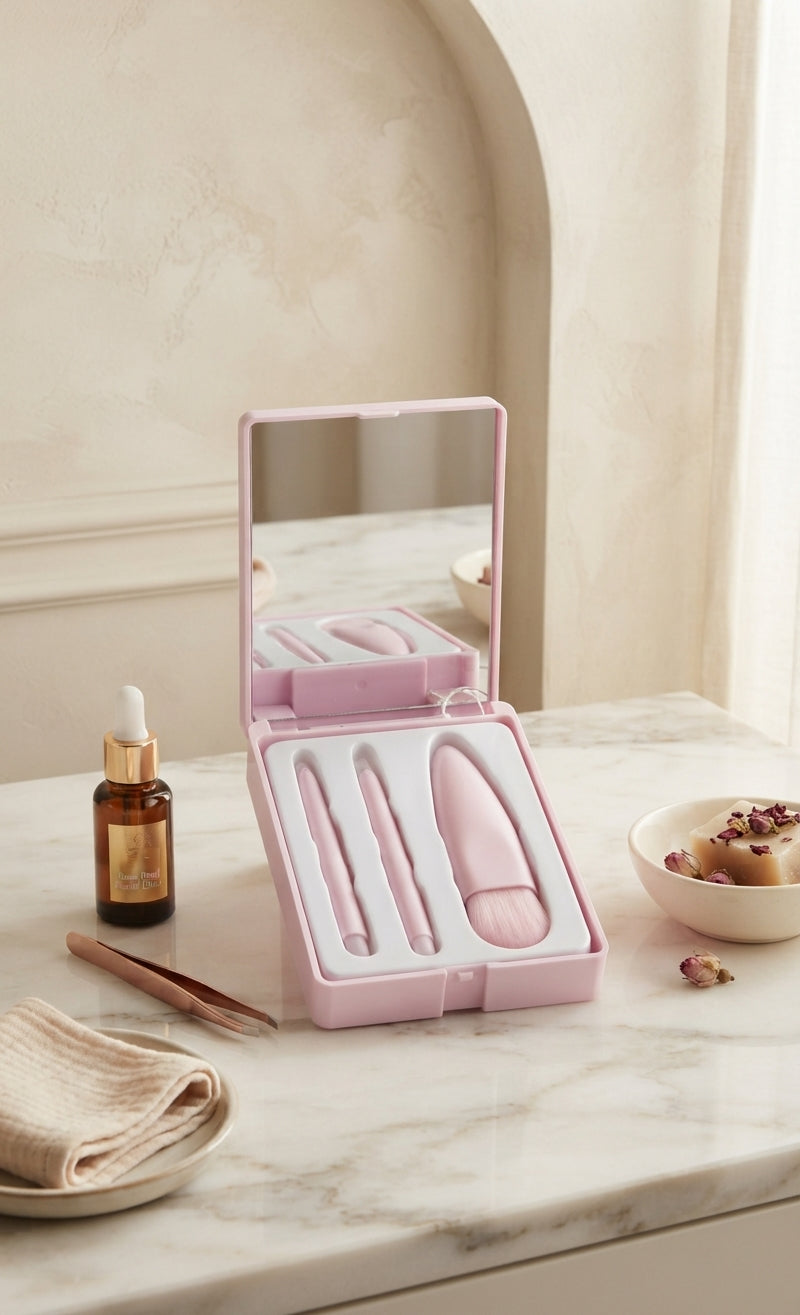 Kit de Brochas de Maquillaje de Viaje con Espejo