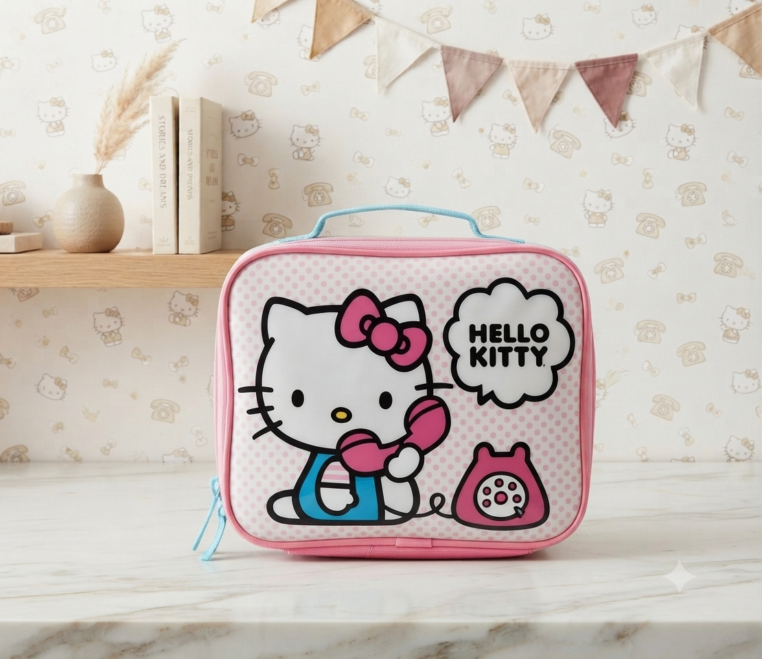 Lonchera / Organizador Estilo Kawaii de Hello Kitty con Diseño Retro