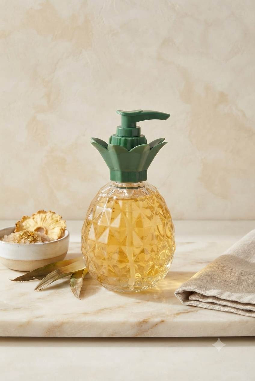 Dispensador de Jabón Líquido "Tropical Fresh" – Diseño Decorativo de Piña
