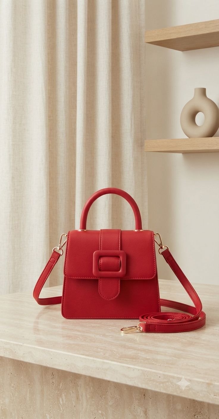 Bolso Elegante Minimalista BLUSH CRUSH – Rojo Intenso