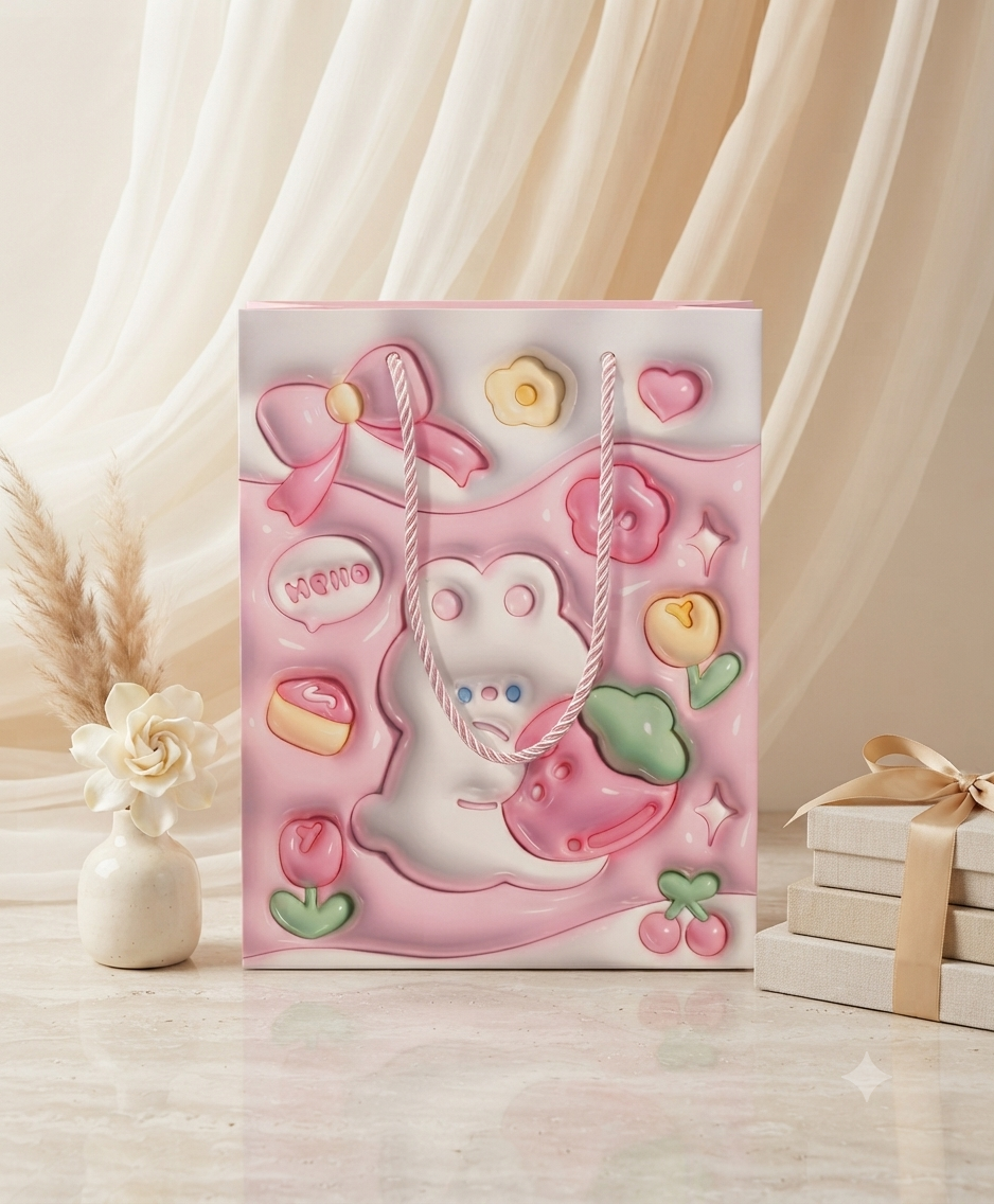 Bolsa de Regalo de Lujo con Diseño Estampado en Relieve 3D