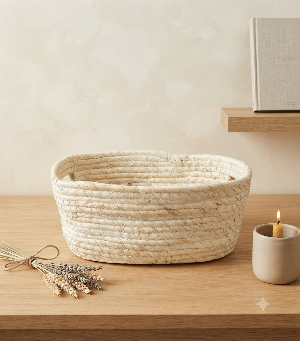 Canasta Organizadora Tejida en Fibra Natural – Diseño Minimalista y Artesanal
