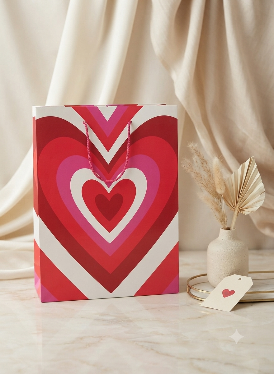 Bolsa de Regalo Granmark con Estampado de Corazones Multitono