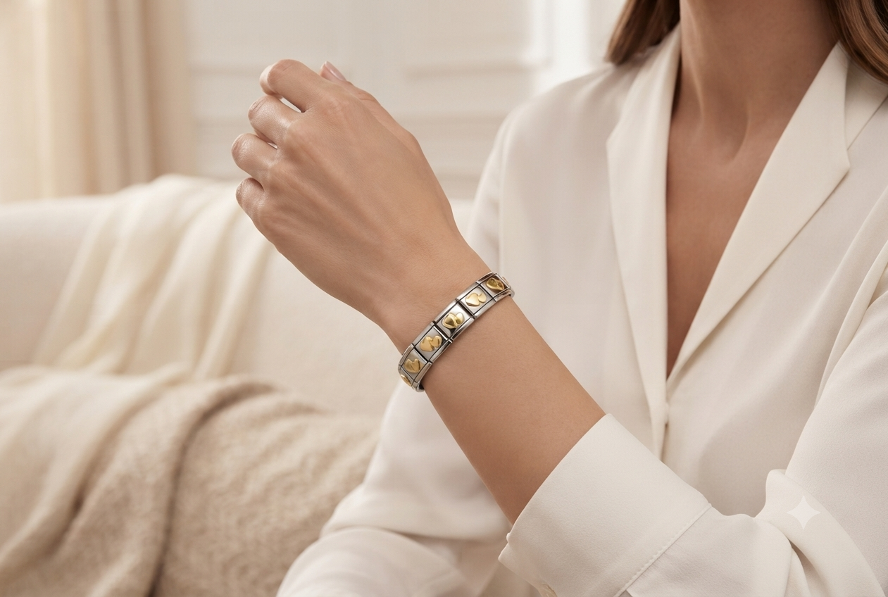 Pulsera Italiana Modular de Acero y Eslabones Intercambiables
