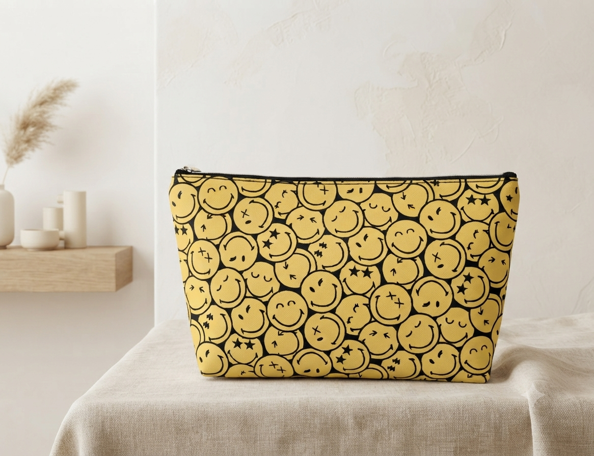 Cosmetiquera / Organizador "Happy Vibes" – Estampado Smiley