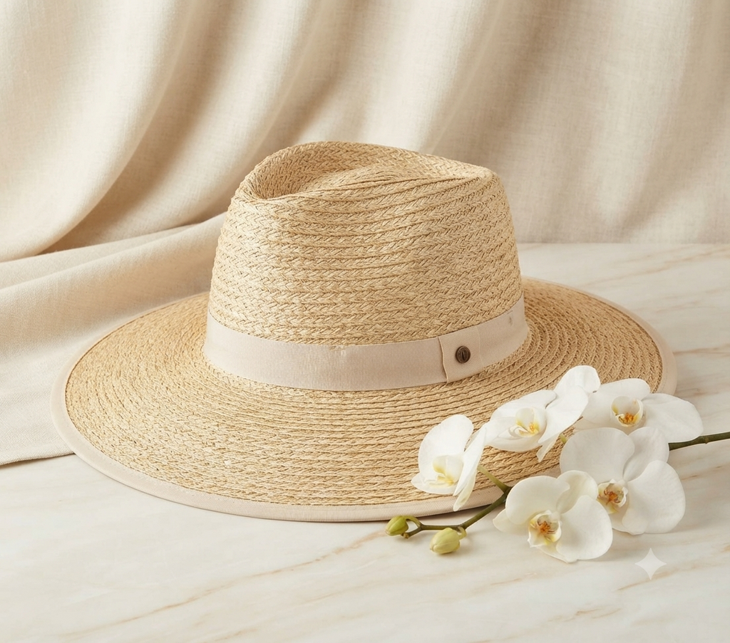 Sombrero Estilo Bali con Cinta Beige y Protección Solar UPF 50+ - Color Natural