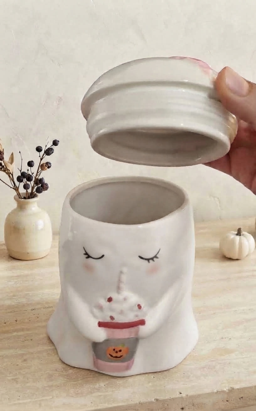 Tarro de Cerámica Decorativo de Fantasma con Bebida de Halloween