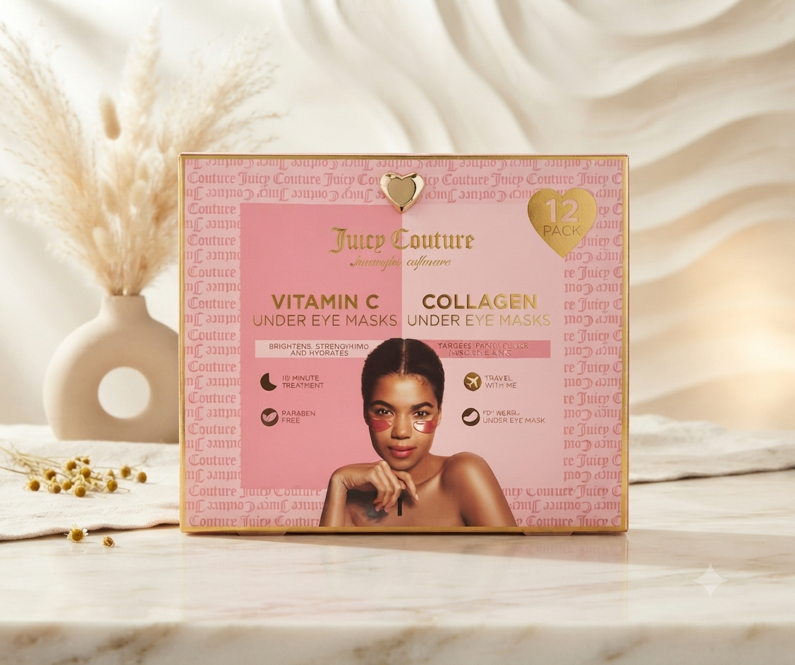 Set de Mascarillas para Ojos "Dual Treat": Vitamina C y Colágeno - Juicy Couture (12 pares)