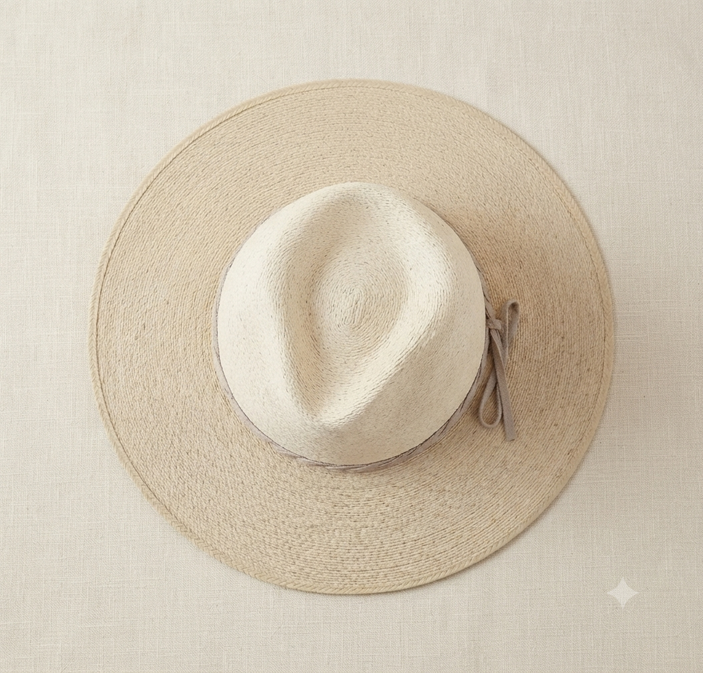 Sombrero Estilo Tulum con Cinta Beige y Protección Solar UPF 50+ - Color Natural