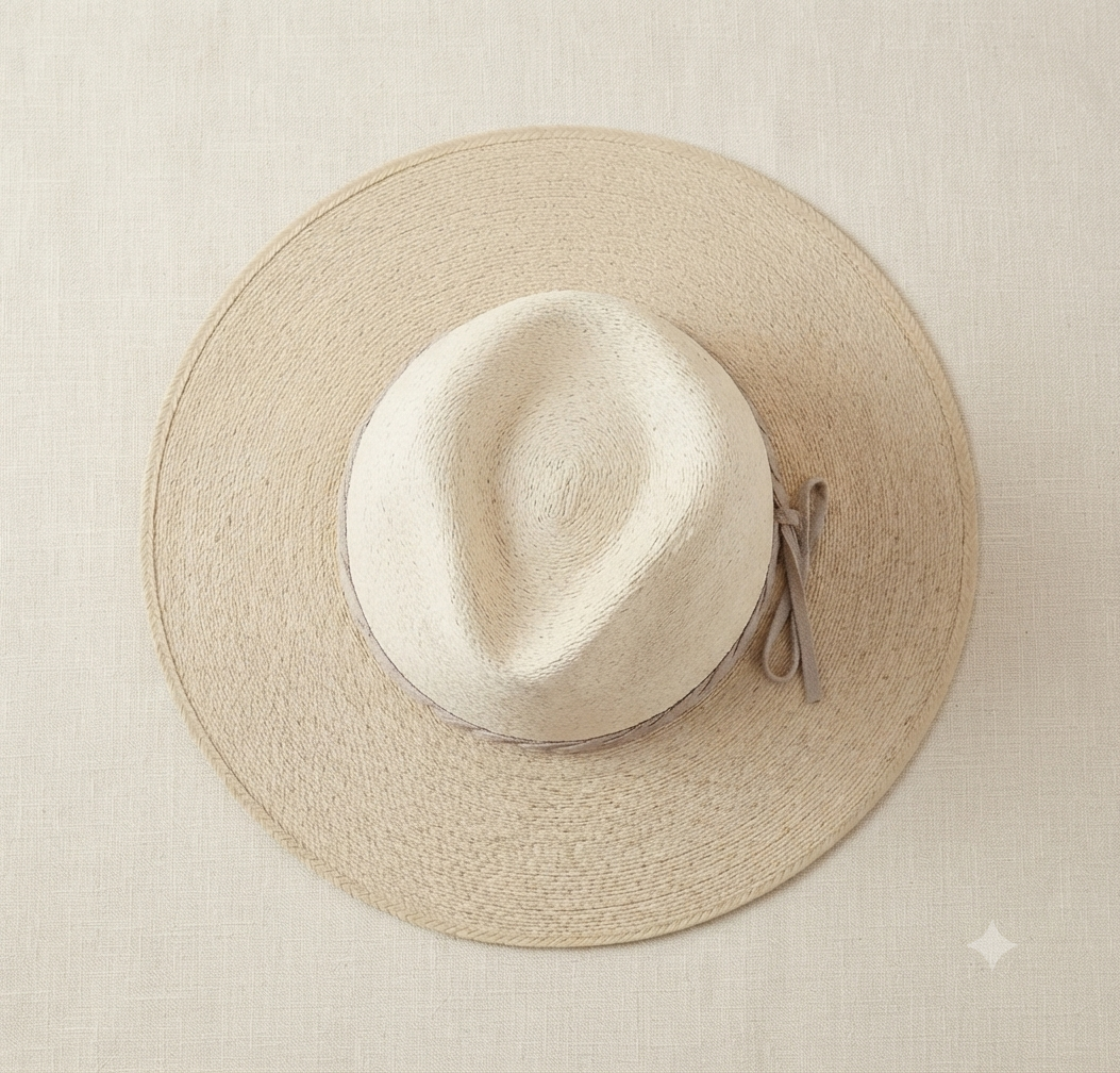 Sombrero Estilo Tulum con Cinta Beige y Protección Solar UPF 50+ - Color Natural