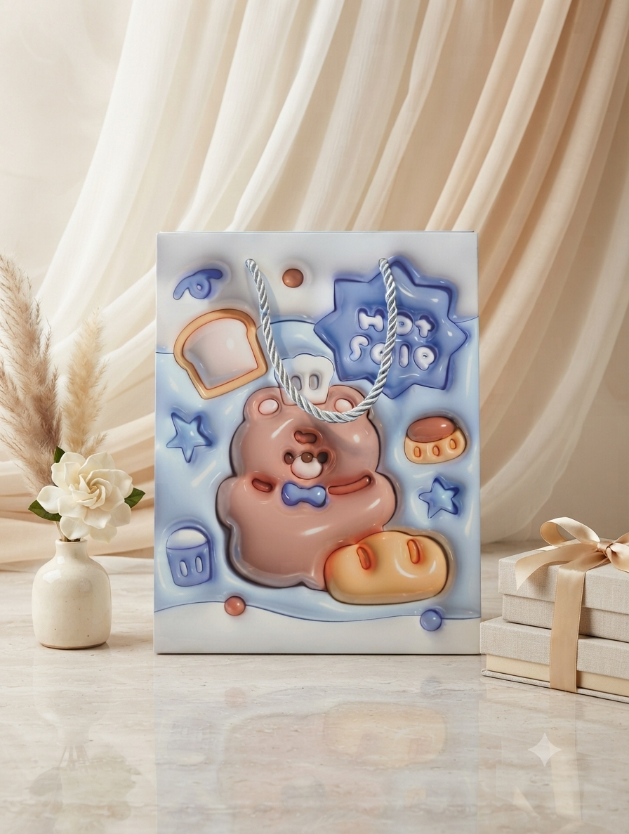 Bolsa de Regalo de Lujo con Diseño Estampado en Relieve 3D