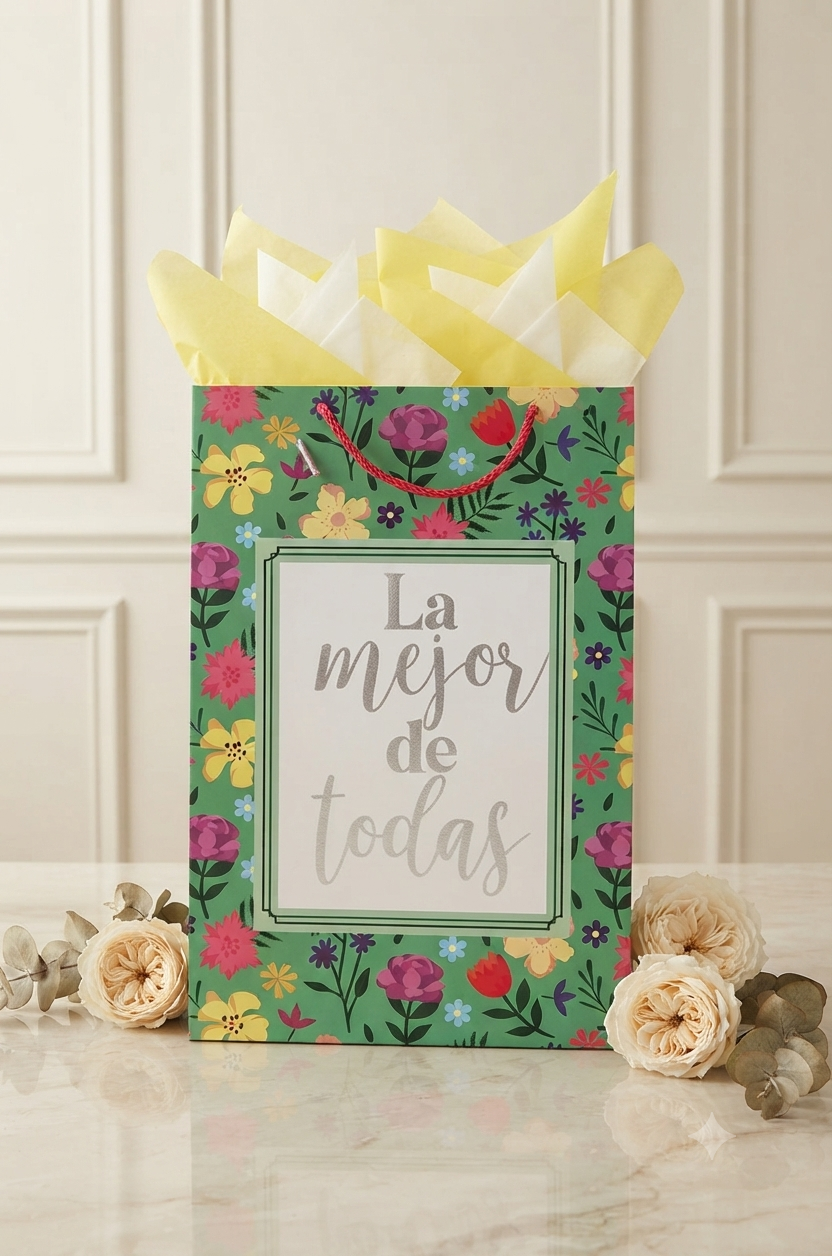 Bolsa de Regalo Vertical Granmark con Mensaje y Asas de Cordón