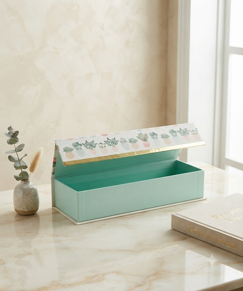 Caja de Regalo Premium "Botanical Dreams" - Diseño de Suculentas con Cierre Magnético