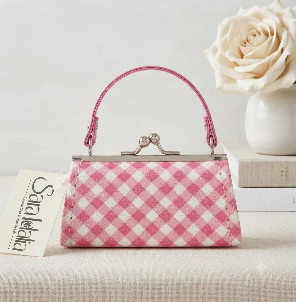 Mini Monedero de Lujo Estampado Vichy con Asa