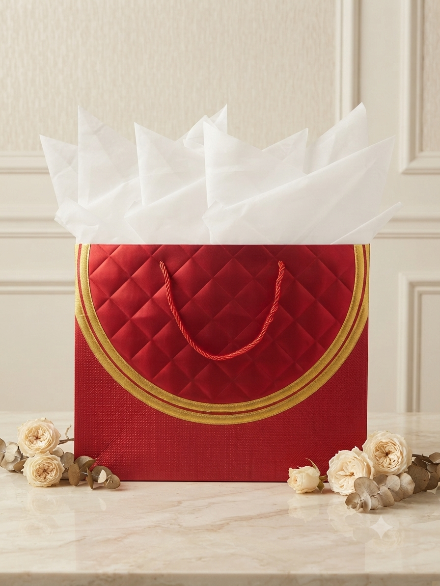 Bolsa de Regalo Grande Estilo Metálico con Detalles Dorados